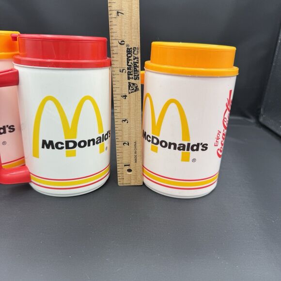 Vintage McDonalds Coca-Cola White 22 oz Travel Mugs w/Lid Whirley Set of 3 - Picture 11 of 13